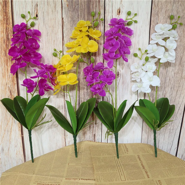 1Pcs 2 Heads Artificial Flower Phalaenopsis Fake Silk Cloth Butterfly Orchid Plastic Potted Home Party Decoration Four Color JH159 (7)