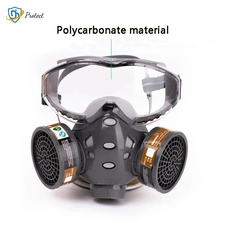 DH-Anti-Dust Full Mask With Glasses Safety Spray Paint Chemical Pesticide Decoration Formaldehyde With Replace Filter Respirator industrial gloves
