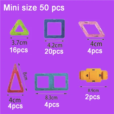 50 шт. 4 различных комбинации Мини Магнитный дизайнерский игрушки пластиковые магнитные блоки Строительный набор развивающая игрушка для детей подарок - Цвет: MINI 50 SET4
