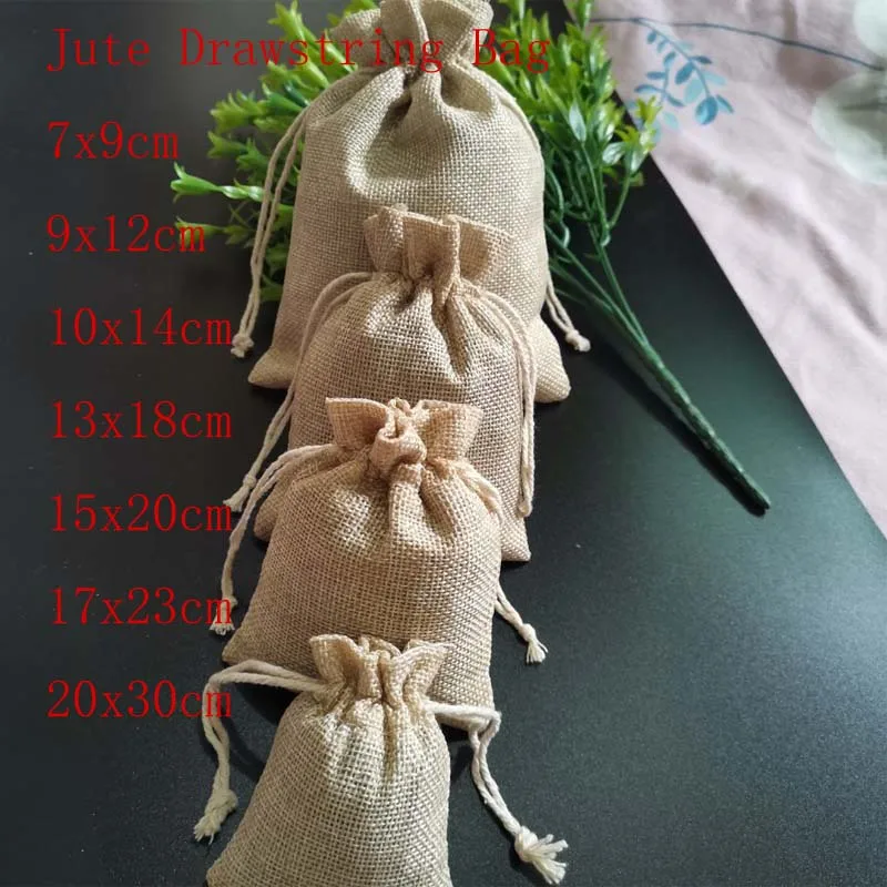 25 개/몫 황마 선물 가방 쥬얼리 가방 코튼 린넨 Drawstring 가방 선물 상자 포장 주머니 디스플레이 웨딩 자루 삼베 가방 Diy