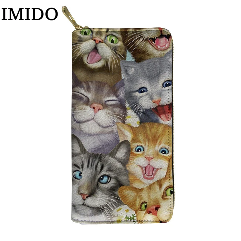 

IMIDO Dogs/Horses/Cats Crazy Zoo Selfie Design Wallets Brand Women Long Leather Purses Fashion Female Waterproof Wallet