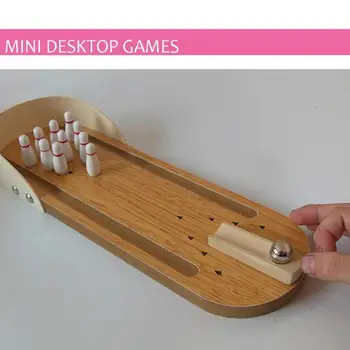 

Mini Wooden Desktop Bowling Game Kids Children Developmental Toy for Gift Decor Skillful Design and Exquisite Appearance