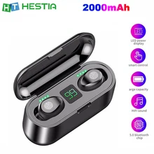 F9 TWS умные сенсорные наушники с отпечатком пальца, беспроводные Bluetooth наушники, светодиодный дисплей, наушники, 2000 мАч, зарядная коробка, быстрая