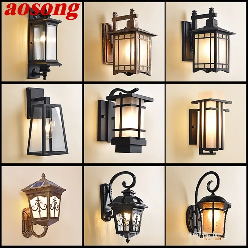 AOSONG Outdoor Wall Sconces Light Fixture Modern Waterproof Patio LED Lamps For Home Porch