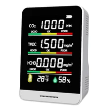 Detector de co2 tvoc hcho temperatura umidade detecção ferramenta ao ar livre indoor detectar qualidade do ar monitor multiuso ferramenta detecção