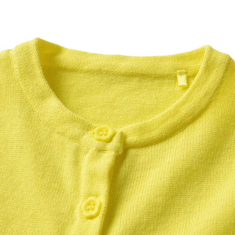 Одежда для маленьких девочек; однотонная хлопковая вязаная желтая юбка с длинными рукавами и круглым вырезом для маленьких девочек; Повседневный осенний свитер