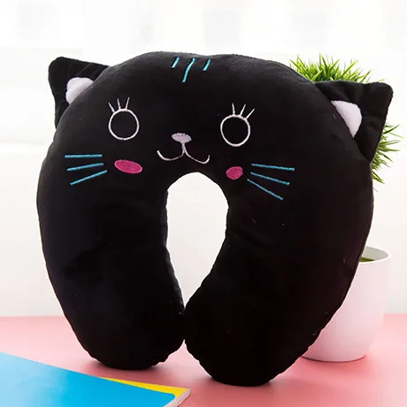 Мультяшная u-образная подушка для шеи Подушка для сна Милая подушка для путешествий AT126 - Цвет: black cat