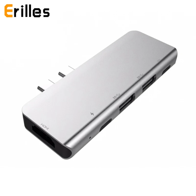 

Dual Type C to HDMI 4K 30HZ 40Gbps Thunderbolt 3 PD Charge Hub 2 USB 3.0 USB-C Multi Port Splitter Adapter Cable for Macbook Pro