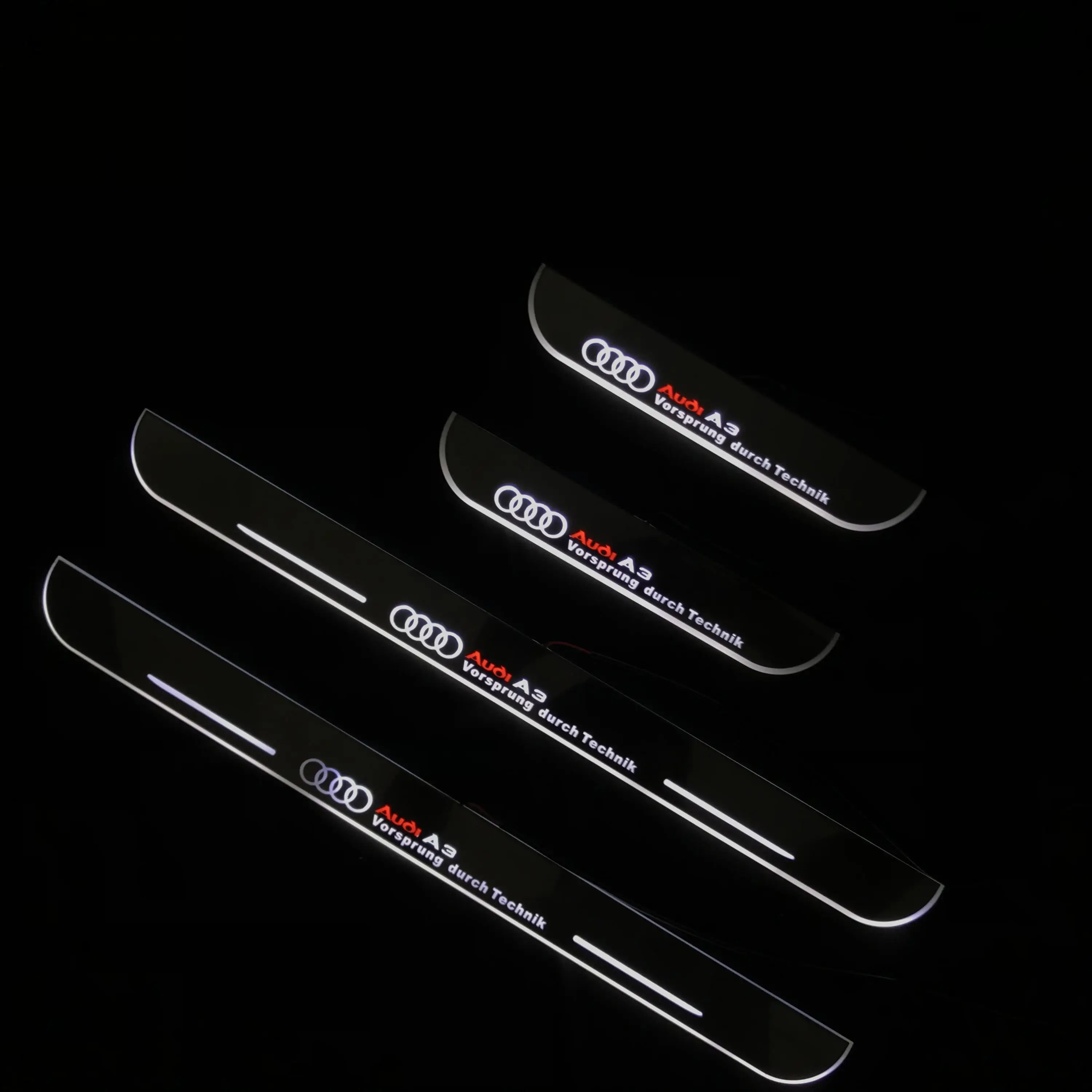 

Acrylic door sill plate strip with led decorative welcome light moving door scuff for audi a3
