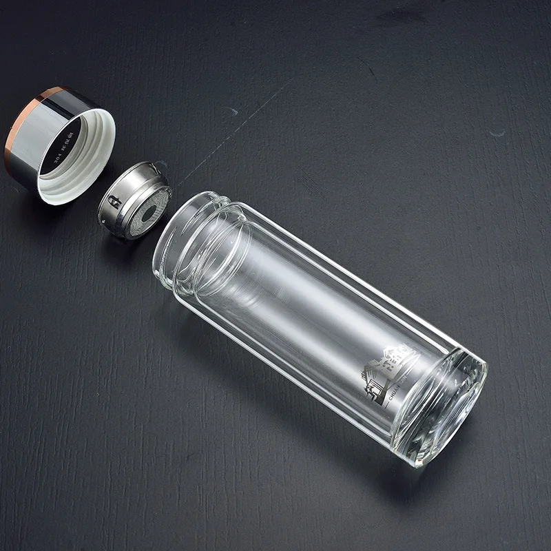 Advertisement Logo Customizable Gift New Style Double Layer Glass Cup Creative Thick Bottomed Simple Solid Color Business Office
