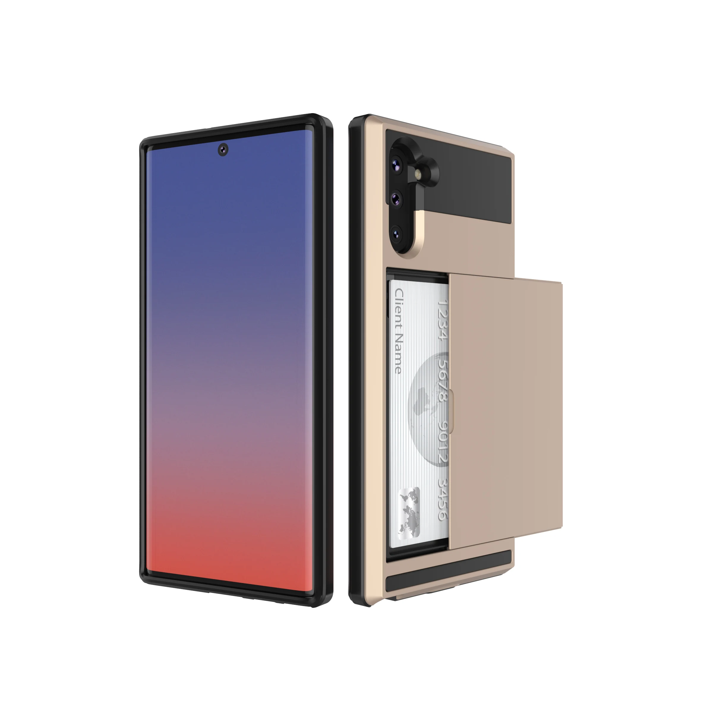 20pcs/lot Slide Card TPU+PC housing plastic cover case for samsung galaxy Note 8 9 10 10 Plus protective case cover - Цвет: Хаки
