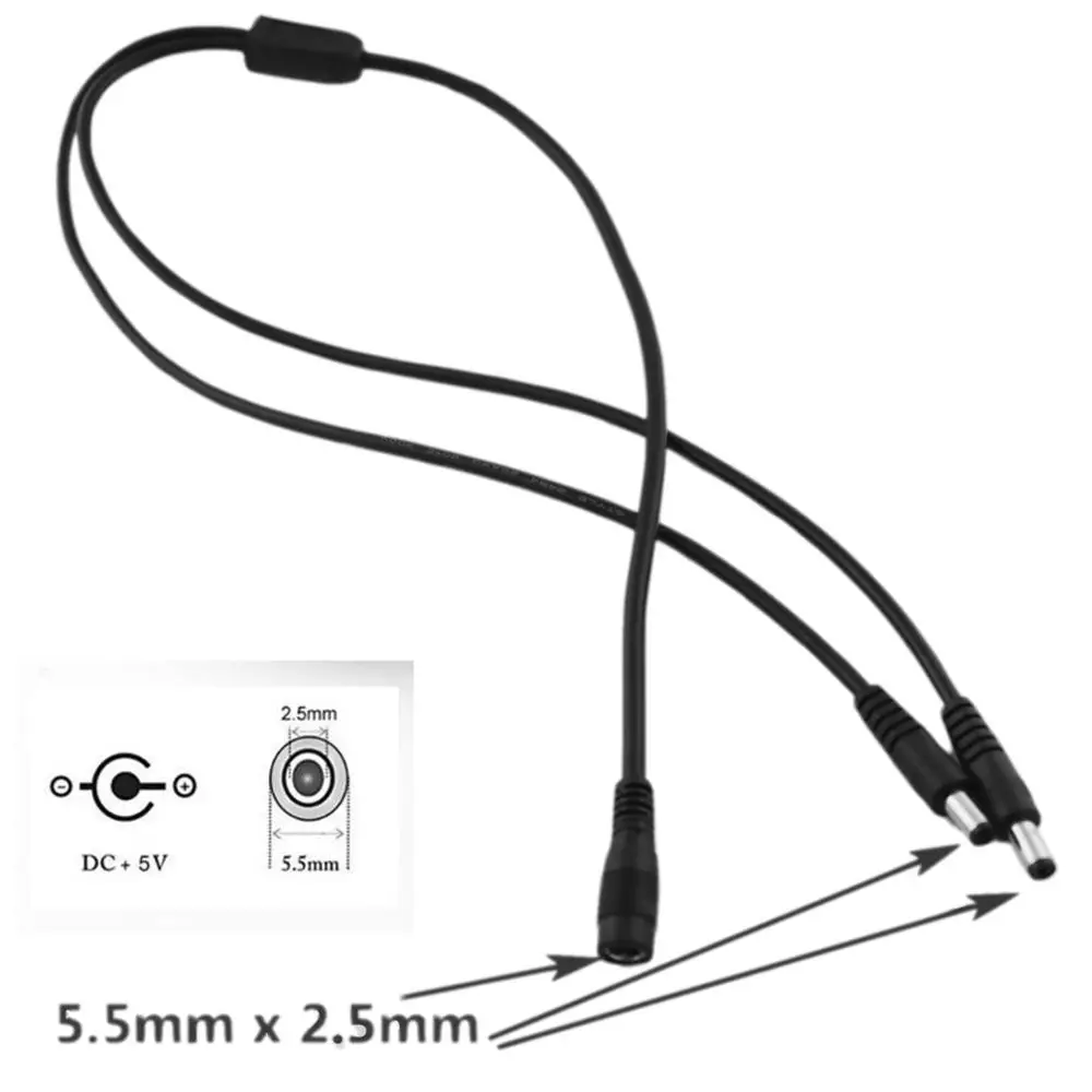 1 шт. CCTV DC Power 5 5x2 мм Женский на 2 штекера сплиттер адаптер кабель 10A 18AWG 70