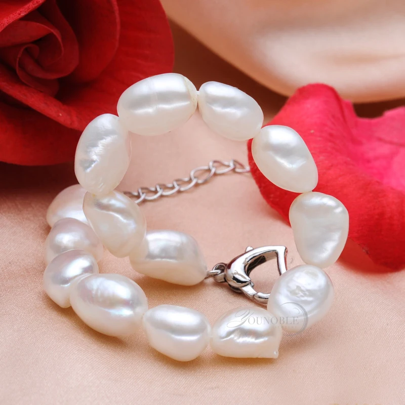 Свадебный браслет из пресноводного жемчуга для женщин, белый браслет из натуральной кожи 925 Серебряный подарок на день рождения