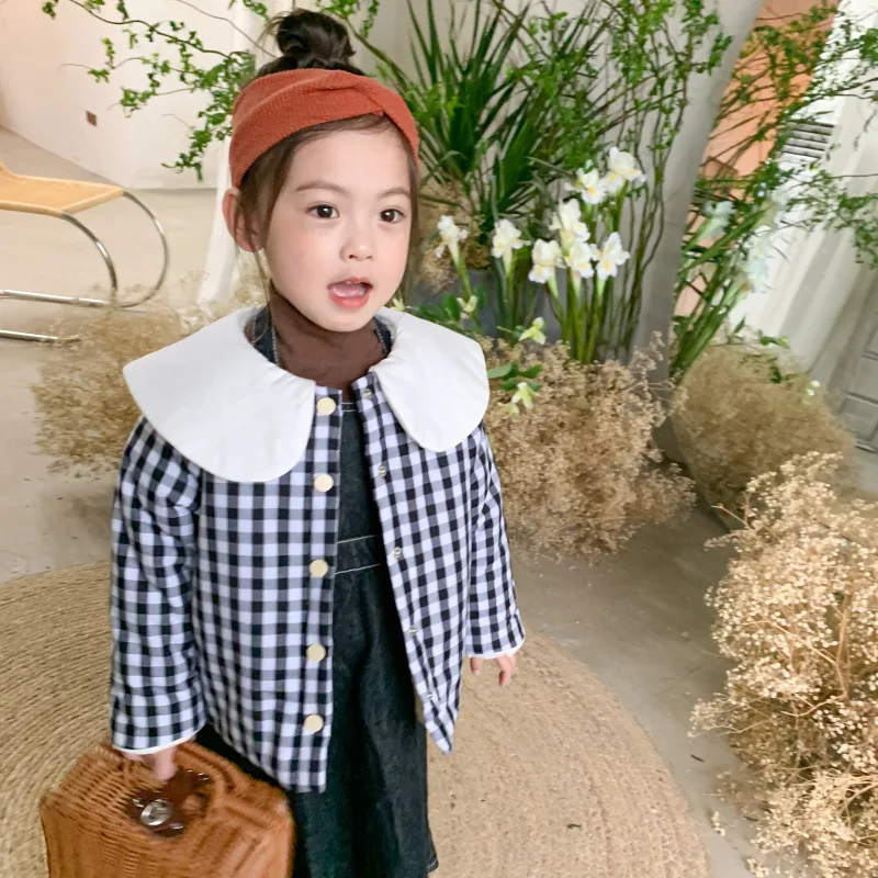 

DFXD High Quality Winter Baby Girls Cartoon Rabbit Ear Collar Plaid Cotton Padded Coat Thick Warm Children's Jacket Kids Outwear