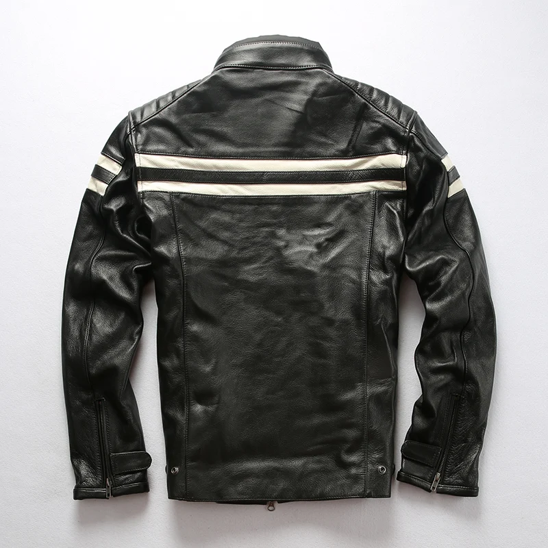 Promotion 80 Read Description! Asian size men's high quality cow leather outwear mens cowhide genuine leather stylish rider jacket