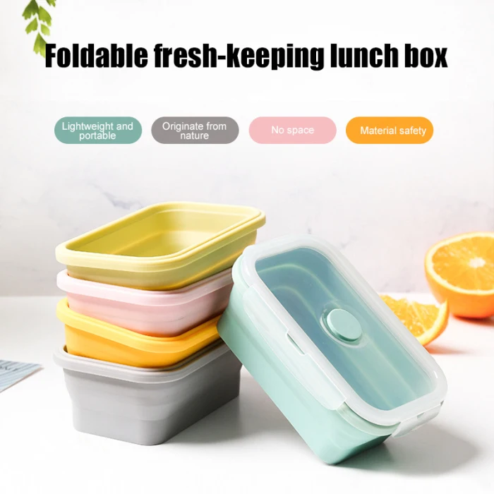 Контейнер для хранения еды Ланч-бокс складной износостойкие столовые приборы силиконовые микроволновые нагревательные MK
