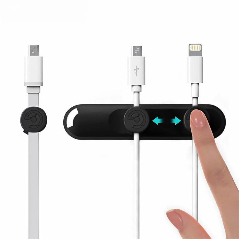 Универсальный органайзер для кабелей силиконовый держатель USB гибкий зажим
