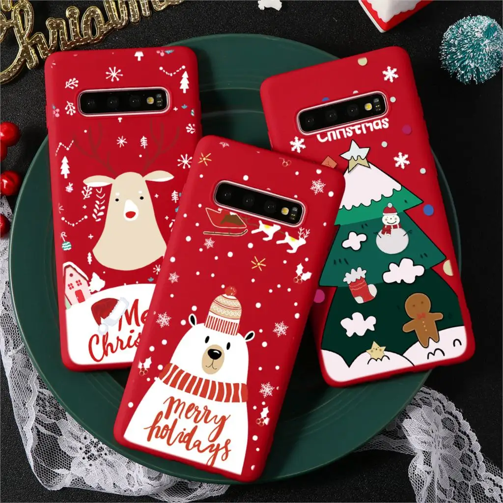 

TPU Case Cover For Samsung Galaxy S10 S8 S9 Plus S10e S6 S7 Edge J4 J5 J6 2018 J7 2016 2017 Prime Marry Christmas Cartoon Case