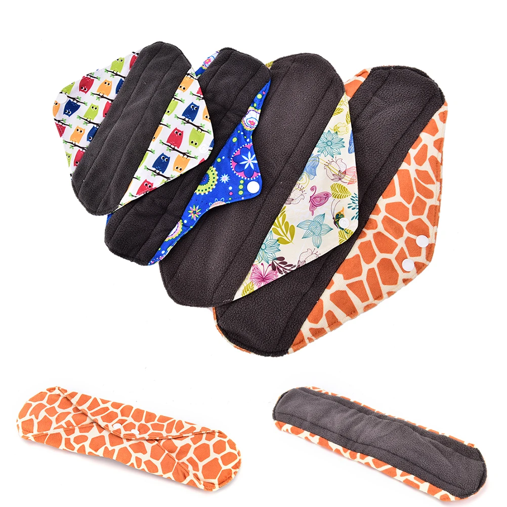 Charcoal bamboo inner washable reusable Feminine Hygiene menstrual pads sanitary pads lady cloth pad panty liner S-XL
