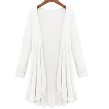 Большие размеры повседневные кардиганы для женщин весна осень мода Свободный Подол с оборками линия длинное пальто vestidos Верхняя одежда#1124