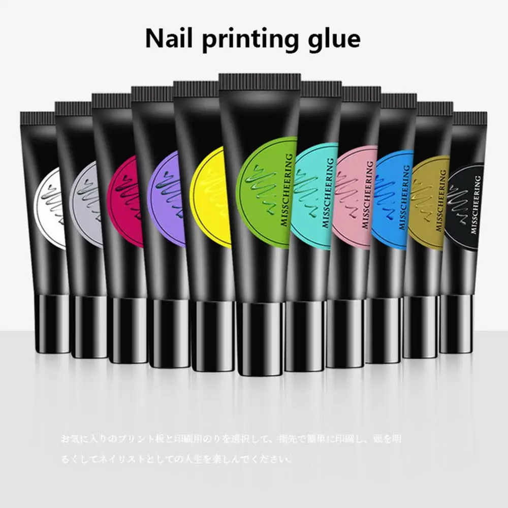

12color 8ml Nails Printing Glue Painted Rubber Hose Printing Template Nail Shop Printing Glue Poly Gel