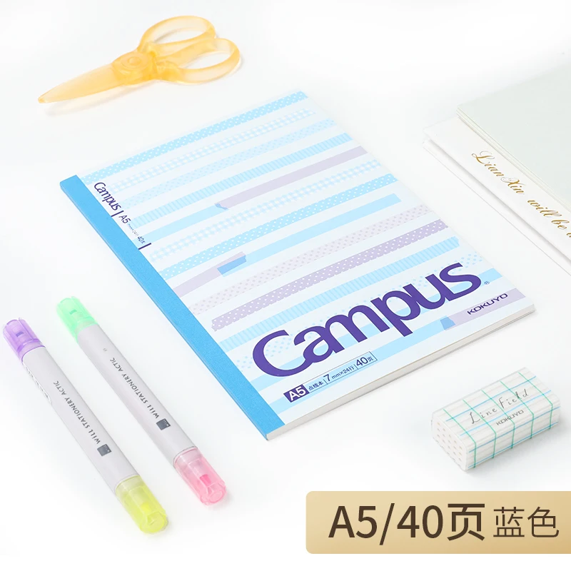 KOKUYO Campus серия наклеек, блокнот в горошек, не легко раскидывается, цветная обложка, портативная практичная Студенческая офисная техника - Цвет: A5 Blue 40 Sheets
