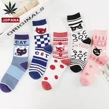 Носки с рисунком кота; теплые женские хлопковые Милые Носки с рисунком; милые корейские удобные уличные модные повседневные зимние носки; Skarpetki