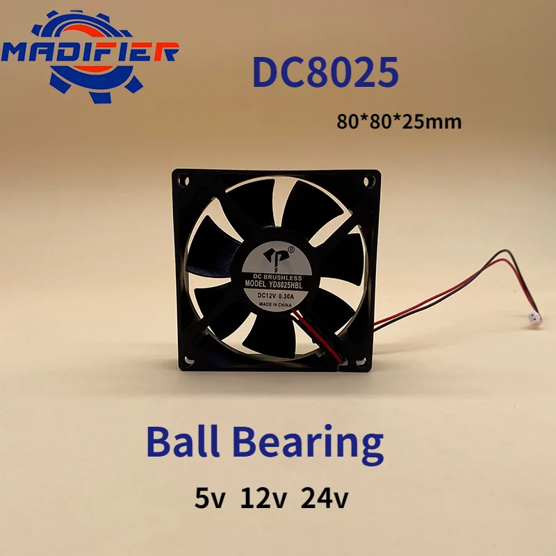

Dc8025 Cooling Fan Double Ball Bearing Motor Cabinet Motor Inverter Axial Flow Ventilating Fan