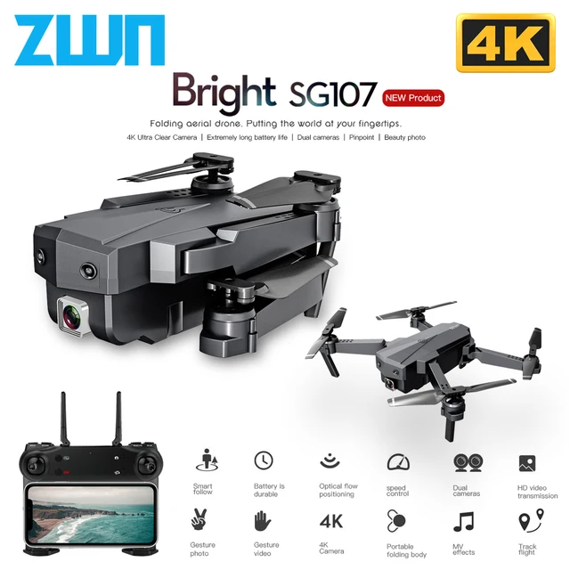 ZWN SG107 Mini Drone with 4K WIFI FPV HD Dual Camera Quadcopter Optical Flow  Rc Dron Gesture Control Kids Toy  VS E58 E68 SG106 1