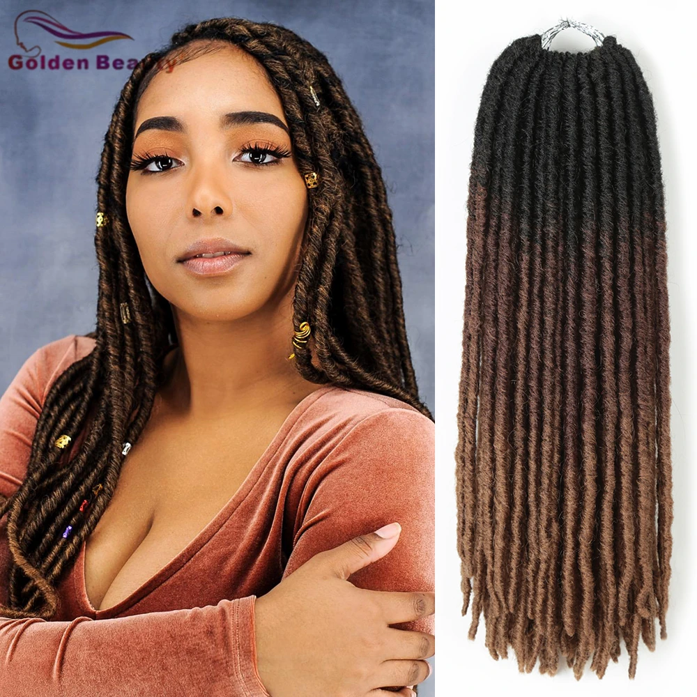 Golden Beauty 18inch Synthetic Straight Goddess Faux Locs Crochet Braids Natural Hair Extensions 18stands Low Temperature Fiber