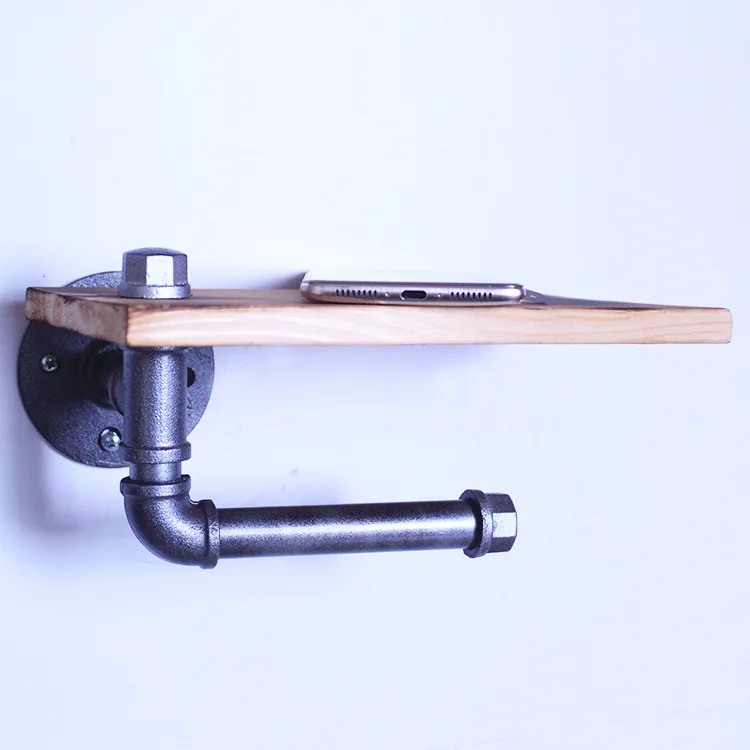 

Iron Art Pipe Storage Shelf Wall Paper Towel Rack Bathroom Wall Mount Toilet Storage Organizing Storage Shelf