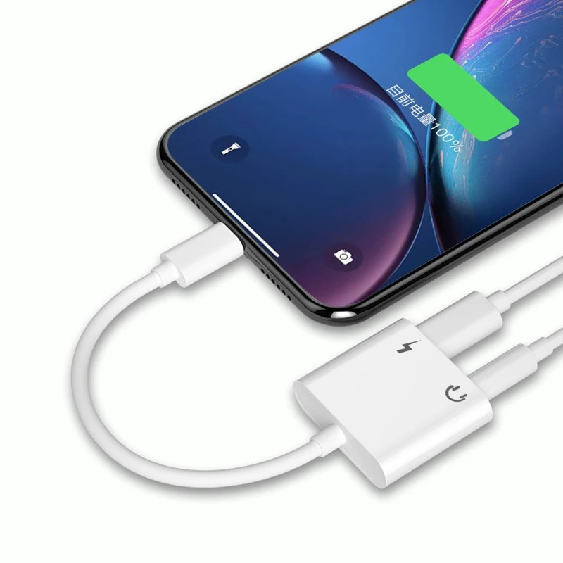 2 в 1 аудио адаптер с двойным освещением для IPhone XS MAX XR X 8 Plus 3 5 мм разъем Aux Наушники