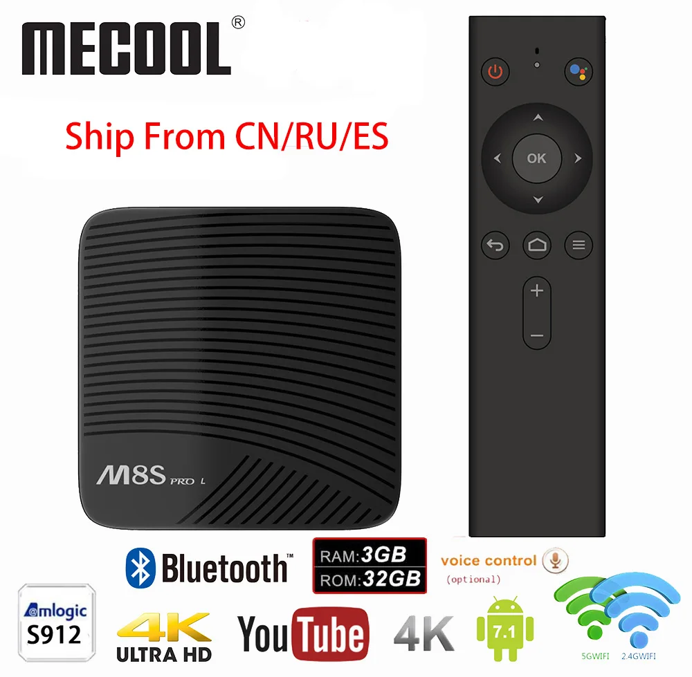 

Voice Control Smart TV Box Android 7.1 Amlogic S912 Octa Core 3GB/16GB 32GB Set Top Box Dual Wifi Media Player Mecool M8S PRO L