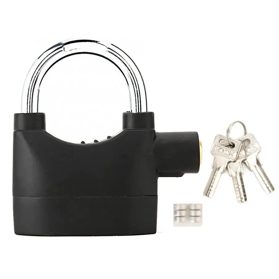 Aluminum alloy Anti-theft Padlock Waterproof Siren Alarm Lock for Motorcycle Bicycle Door Window Security Keyed Locks Black |