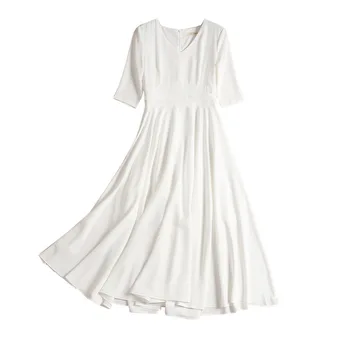 

Bohemian Women Long Summer Beach Dress Vetement Femme 2020 Large Swing Shirt White Dress Robe Longue Femme Vestido Longo D2005