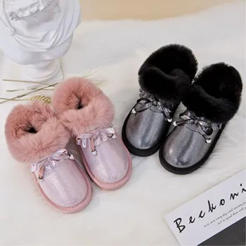 

2019 NEW Cute Snow Boots For Children Kids Hight Qualiy Winter Plush Shoes Thermal Boots For Princess Girl Kids