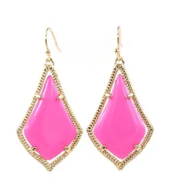 

High Quality Fashion Summer Hot Pink Smooth Resin TearDrop Earring for Women