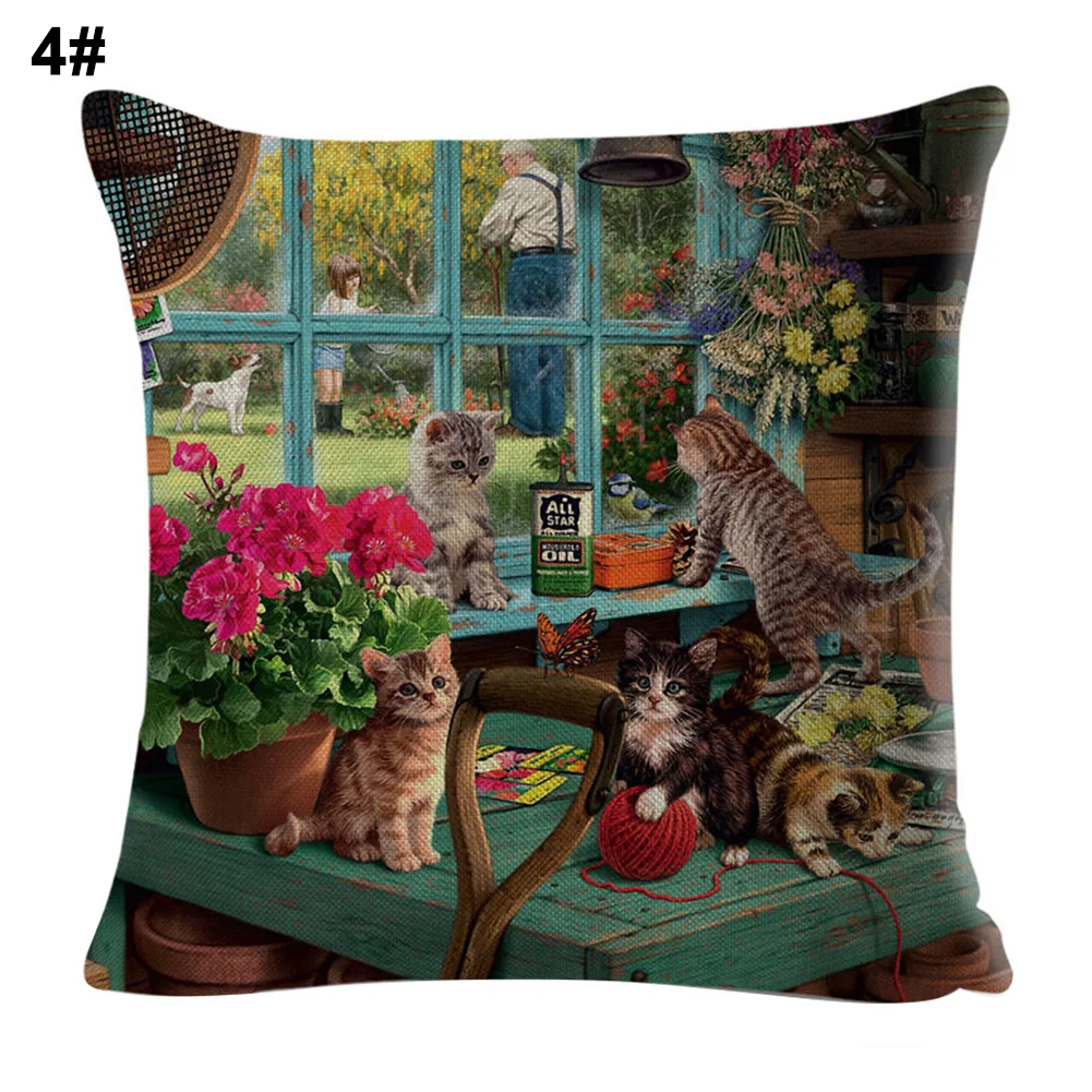 45x45 см Симпатичный книги кошки Подушка Чехол для подушки диван-кровать кафе Офис Подушка Чехол домашнего декора