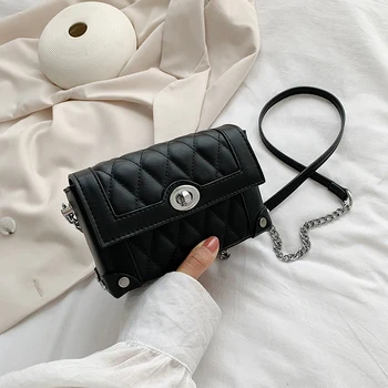 

2020 solid PU leather diamond pattern crossbody bags for women mini simple women's Shoulder Messenger Bag purses and handbags