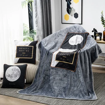 

Yaapeet 1pc Light Grey High Quality Blanket Brife Printed Thickness Throw Blanket Solid Color Bed Cover Europe Luxury Bed Spread