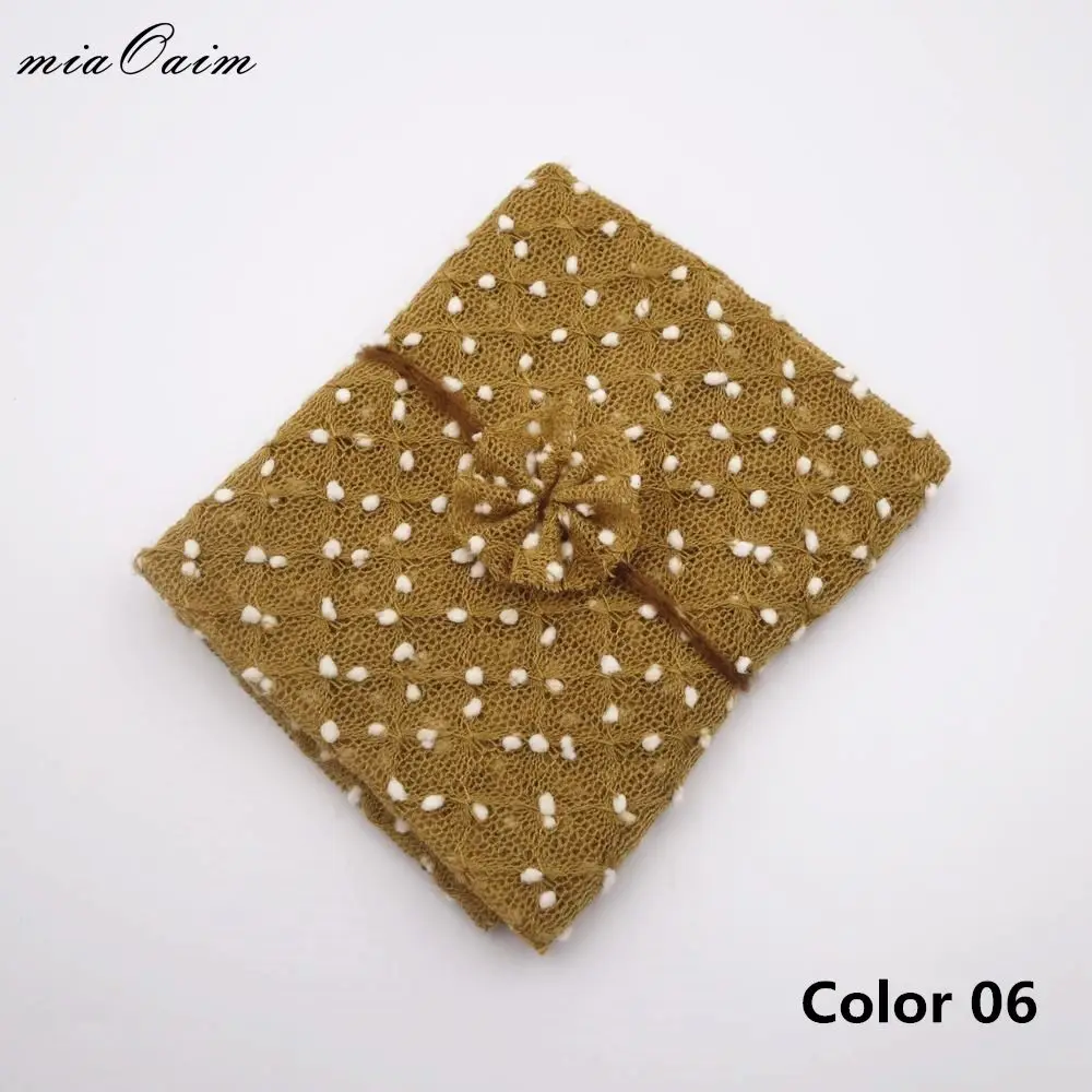 Color 6 75*50 см шапка с помпоном вязаная обертывания с повязкой на голову мини маленький шар в винтажном стиле для новорожденных реквизит для фотосъемки пеленки набивки - Цвет: Color 6