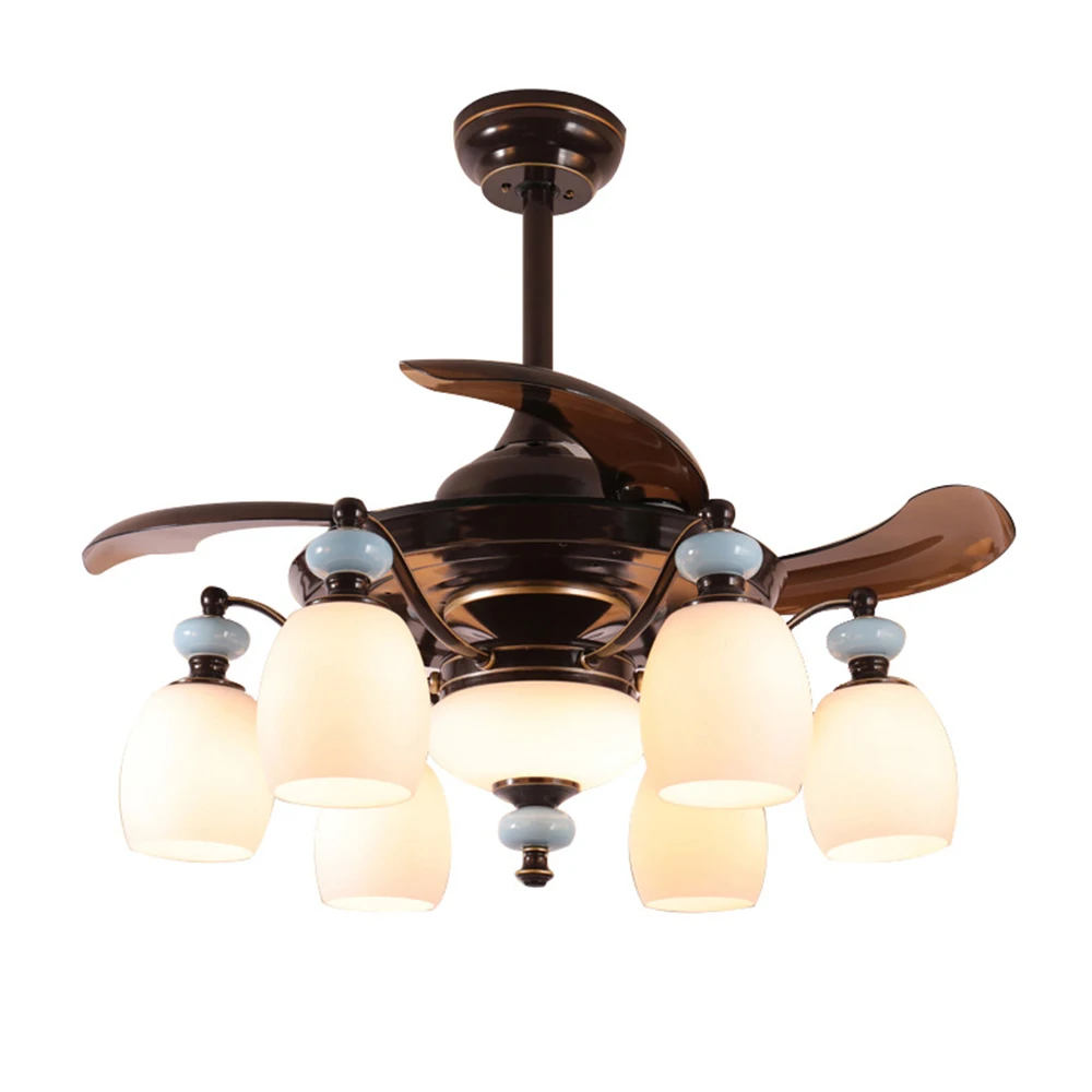 6 lights Китайский Тип 42 дюймов потолочный вентилятор-люстра с дистанционным Управление Гостиная Ресторан Спальня 6 8 огни украшение дома огни - Цвет лезвия: 6 lights