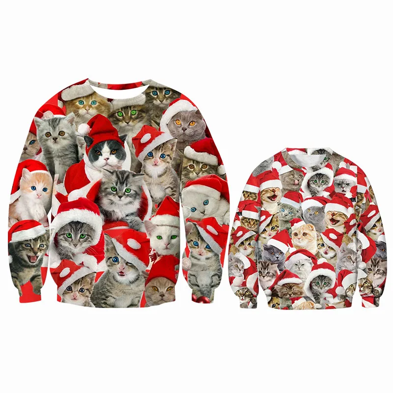 LEAPPAREL/Коллекция года; Одинаковая одежда для всей семьи; милый кот; котенок; родители; детские толстовки; толстовка; Семейный комплект; осенний Топ; футболка