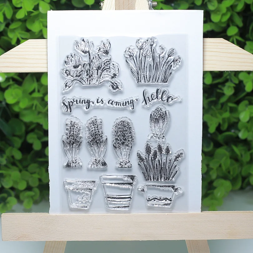 

Spring is coming hello transparent clear stamp for Scrapbooking/Card Making/Sewing Fabric/Stamp set stationery Decoration Supply