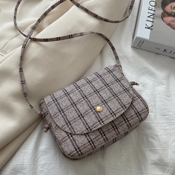 

Small solid color chain Soft PU Leather Crossbody shoulder Bag New Women Fashion Plaid Shoulder Bag Design Handbags and purse