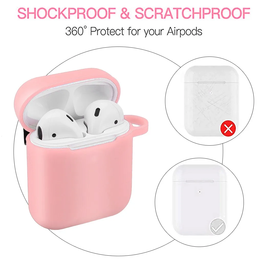 Беспроводной чехол для наушников Airpods 2 и 1 зарядный силиконовый защитный чехол и брелок с помпоном FW3