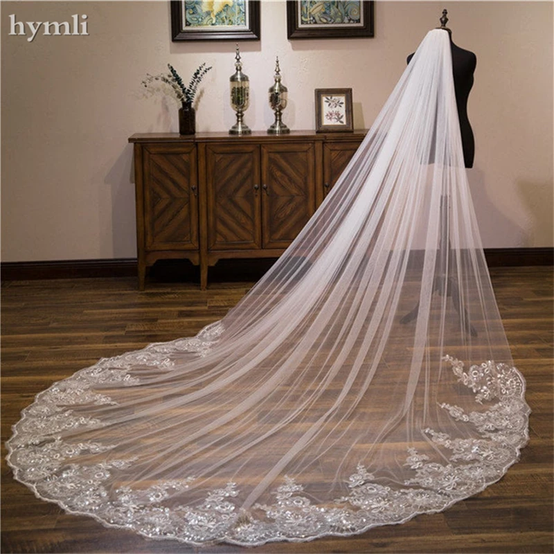 

Lace Wedding Veil with Sparkling Sequins, Bridal Veil, 3 M, 1 Layer