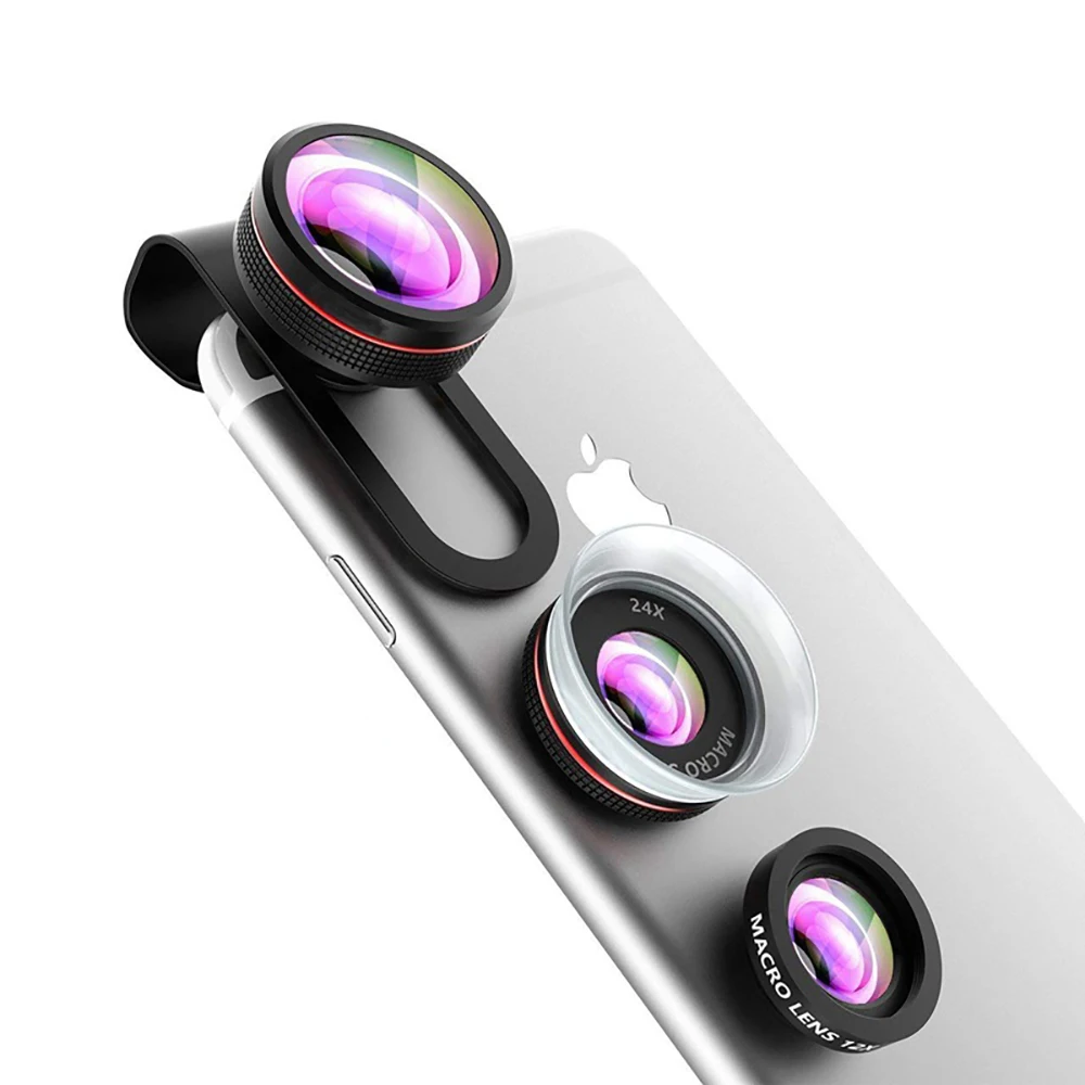 Mpow PA065 Phone Lens 3 in 1 Clip On Phone Camera Lenses Kit 24X Super Macro Lens 180 Degree Fisheye Lens For Iphone 8 7 6 Plus (7)