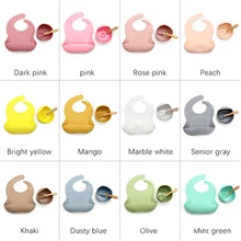 Baby Show Juego de 3 piezas de vajilla para bebé, Baberos de silicona impermeables, tazón y cuchara, traje para niños, artículos de alimentación, botones ajustables, 2022