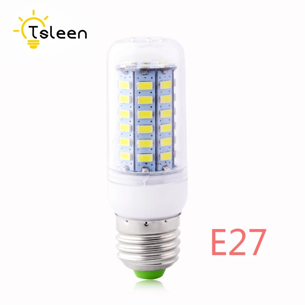 E27 TSLEEN 1 шт. Полный светодиодный светильник E27 E14 GU10 G9 E14 7 Вт, 12 Вт, 15 Вт, 18 Вт, 20 Вт, 25 Вт SMD 5730 Кукуруза лампы, люстры светодиодный s светодиодные лампы для дома - Испускаемый цвет: E27